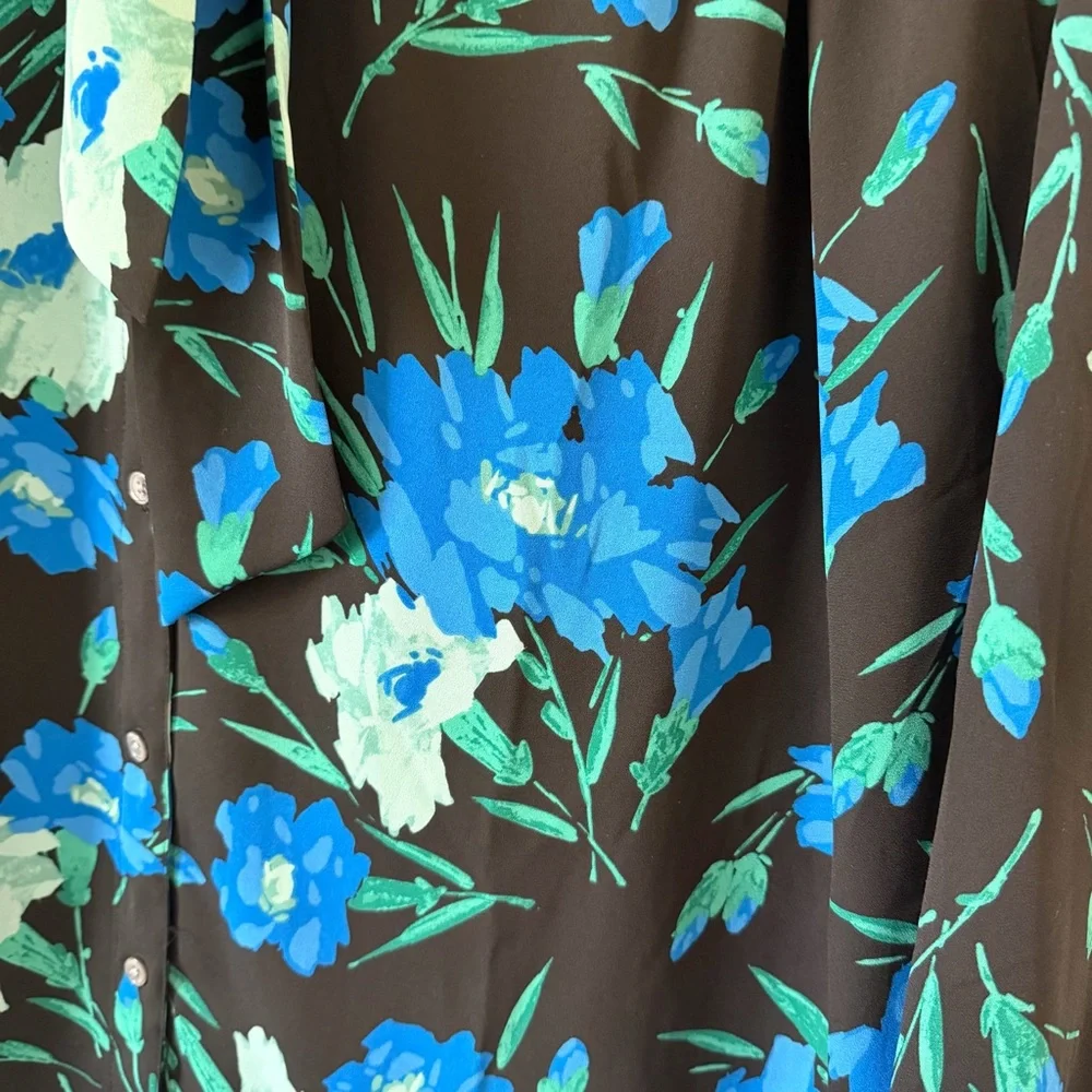 J. Crew Front Tie Button Floral Blouse Size S